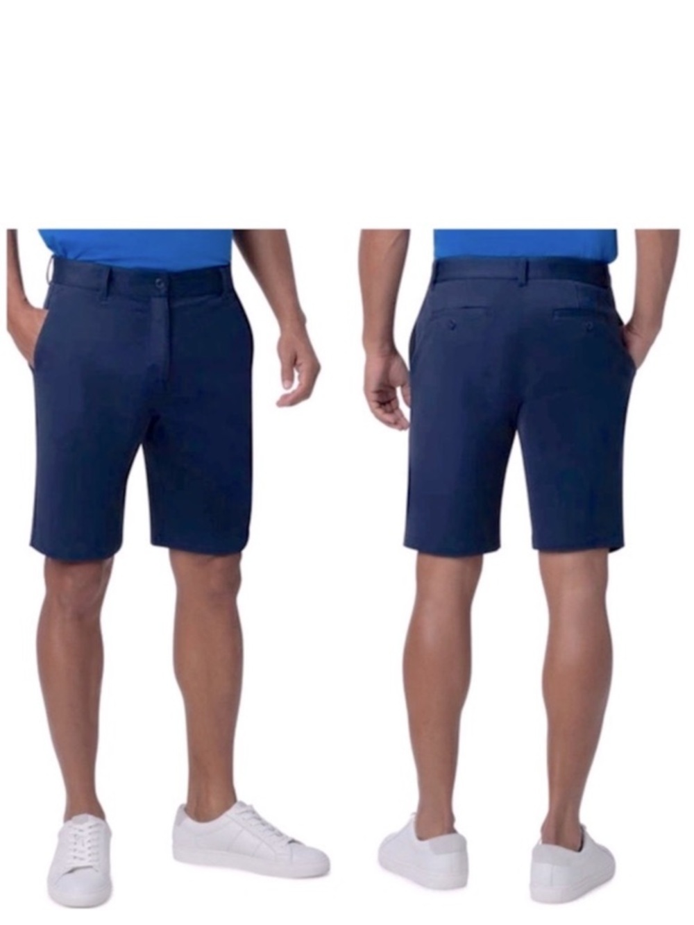 BUGATCHI Neiman Marcus Men’s Navy Blue Flat Front Bermuda Golf Shorts